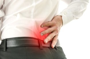 Back pain in the lumbar area